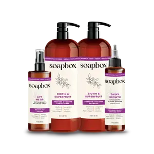 Soapbox Biotin & Superfruit Haircare Bundle - Fuller, Healthier, Thicker-Looking Hair - Vegan Collagen, Shea Butter, Color Safe, Sulfate Free Conditioner Shampoo