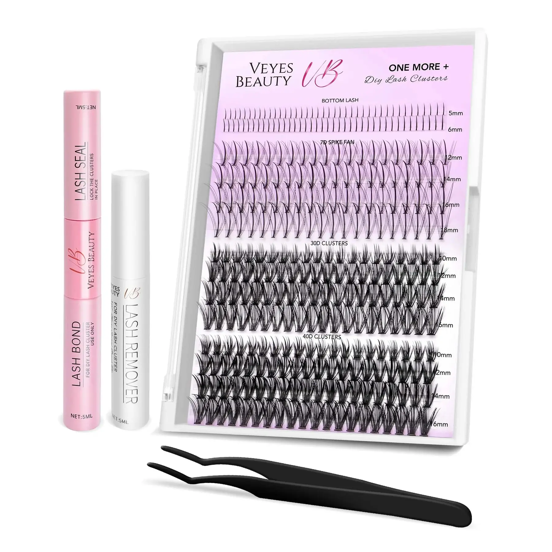 VEYESBEAUTY XpertVolume Lash Kit DIY Lash | Bottom Lash | 7D 20D Clusters | One More+ Lashes Natural Individual Extensions Eyelashes