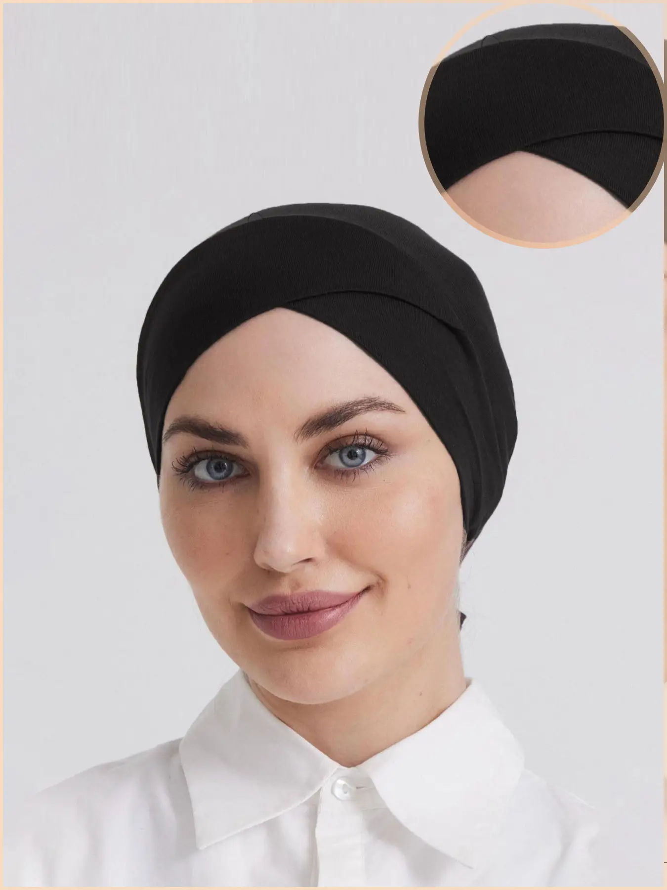 Women's Solid Color Tie Back Underscarf, Modal Breathable Comfortable Underscarf, Fashionable Women's Islamic Clothing for Daily Wear