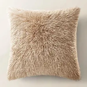 Z Gallerie Micah Faux Mongolian Square Pillow 22" Textured Statement Interiors Fuzzy Fur Soft Furry Cushion Removable Cushion