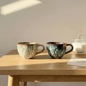 2-Piece Ceramic Coffee Cups, Stylish Drinkware, Tea Cup Set, 9.13 Oz/270 Ml, Microwave & Dishwasher Safe, Comfortable Handles, Ideal for Hot & Cold Beverages