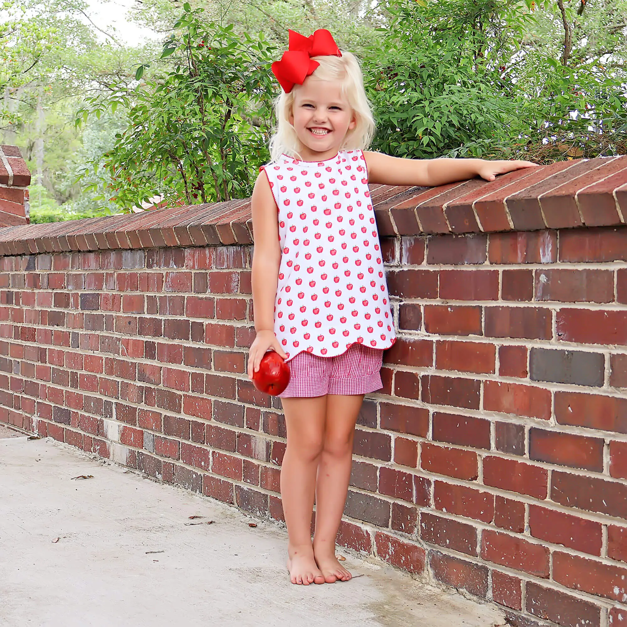 Apple a Day Short Set - Sweet Knit Back to School Outfit for Girls