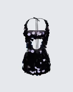 Reverie Black Sequin Plunge Dress