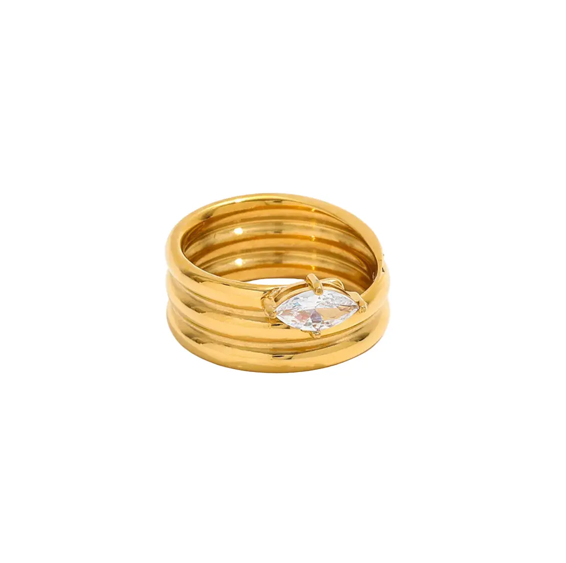 Evelyn Ring - 18k Gold Plated Stainless Steel Evelyn Ring - 18k Gold Plated Stainless Steel