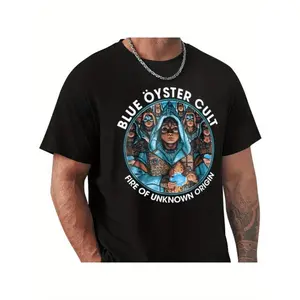 Blue Oyster Cult Crew Neck Short Sleeve T-Shirt Super Soft, Breathable, Moisture-Wicking, Casual Comfortable Top Street Fashion Casual Summer T-Shirt Crew Neck Short Sleeve T-Shirt Graphic Tees Men's T-Shirts Comfort Wear Fun Shirts Cotton Menswear Casual