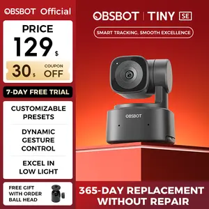 OBSBOT Tiny SE 1080P Webcam 100 FPS with AI Tracking, 1/2.8" Sensor, Gesture Control, Dual ISO, DOL HDR, Web Camera for Desktop and Laptop Use