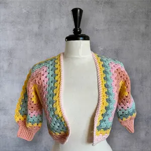 Pastel Dreams Granny Square Cardigan (X-Size Small)