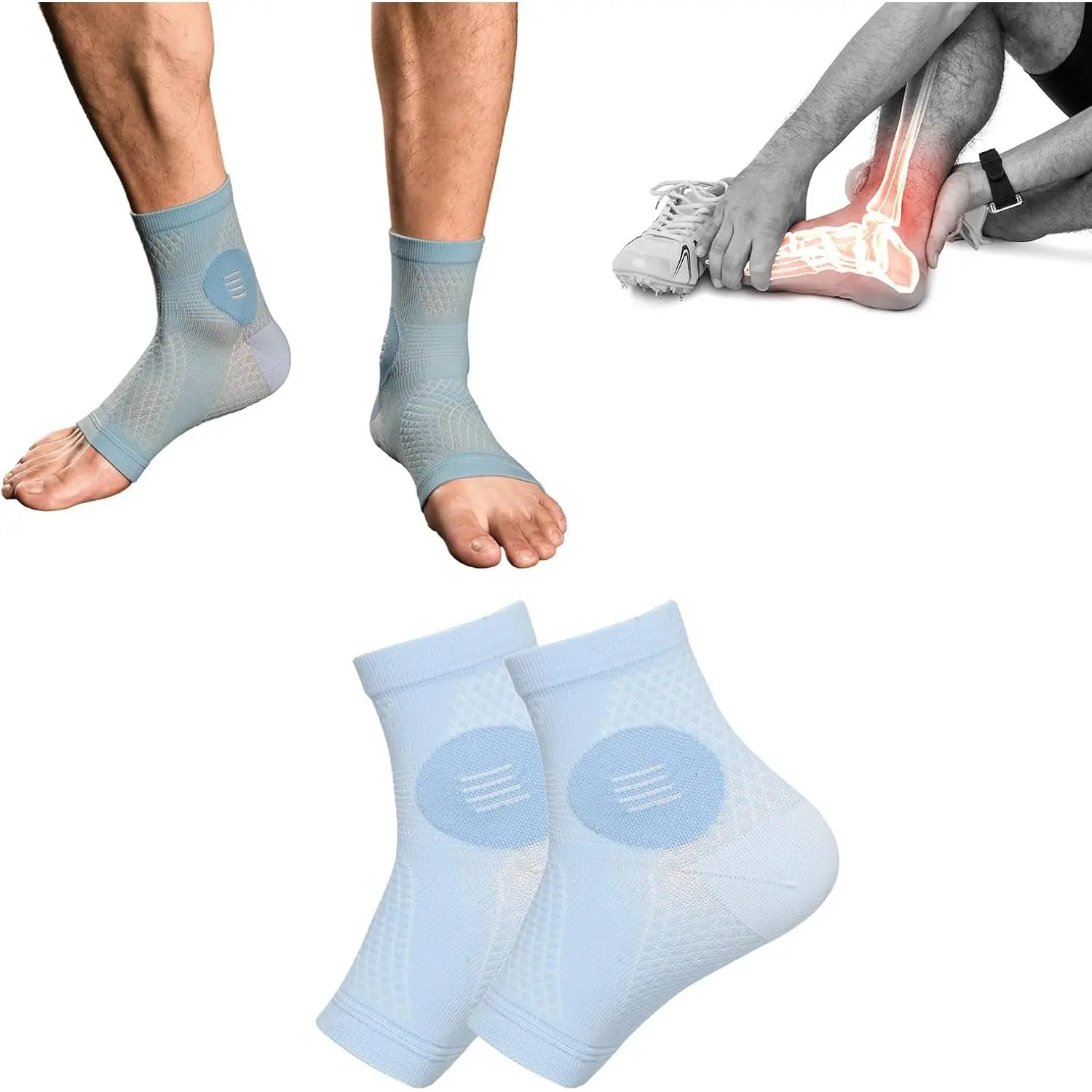 Neuropathy Socks for Men and Women, Plantar Fasciitis Socks, Soothe Pain Relief Socks for Neuropathy Pain, Soothe Relief Compression Socks for Plantar Fasciitis and Ankle Swelling (M, Light Blue)