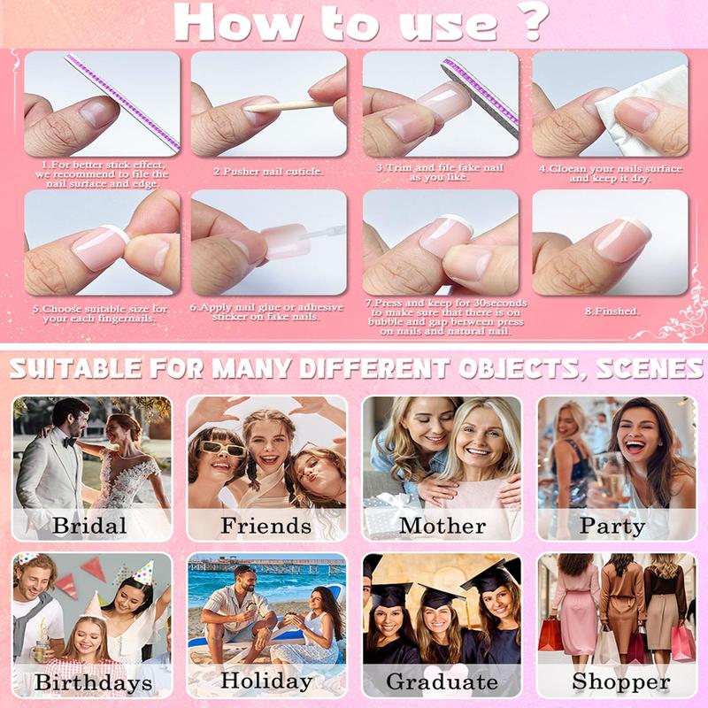 French Colorblock Press on Nails, 120pcs/box Matte Medium Square Acrylic False Nails, Press on Full Cover Artificial False Nail for Women Girls DIY Nail Art, Stylish Acrylic Nails