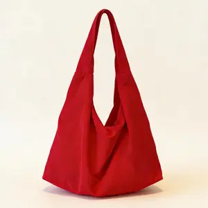 Soft Red Slouchy Hobo Tote - Lightweight Large Shoulder Bag for Daily Use & Travel