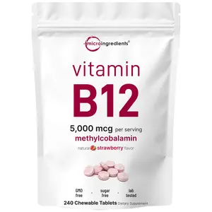 Micro Ingredients Vitamin B12 5000mcg | Methyl B12 Active Form – 240 Chewable Tablets Healthcare Dietary