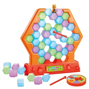 Desktop Hammer Wall Breaking Game, Parent-Child Interactive Party Toy, Save Bee Blocks Puzzle Toy, Educational Fun for Kids