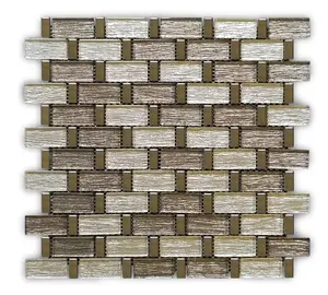 Metallic Textured Glass Subway  Backsplash Mosaic Wall Tiles (12x12 inch)  DP8855