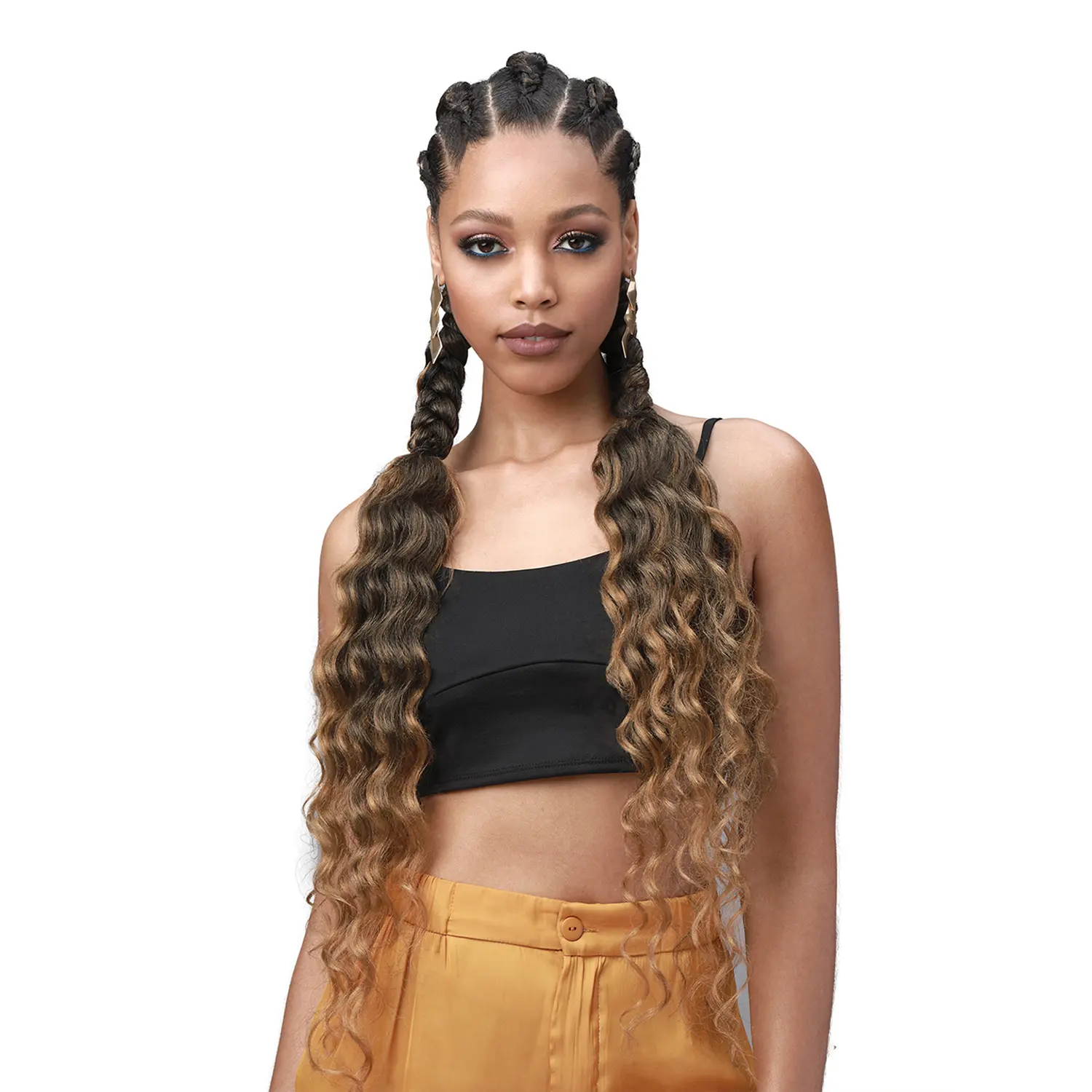 Bobbi Boss Braided Hair, 3X Pre-Feathered King Tips Synthetic Extensions, 28" Ocean Wave