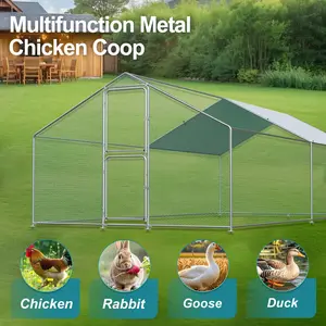 Large Chicken Coop, Chicken Coops for 10 Chickens, Chicken Runs for Yard with Water Poof & UV Resistance Cover, Dome Roof Chicken Coop Run with Double Lockable Doors for Outdoor Backyard