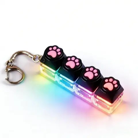 LED Light Keychain Keyboard, Fidget Keychains, Light Up Keys, Press and Click Fidget Toy, Stress Relief Anxiety Relief, Portable Office Desk Accessory, Office Decoration Gift