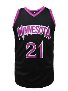 Men's #21 Retro Basketball Jersey, Minnesota Embroidery Loose V-Neck Sleeveless Sports Top, Outdoor Apparel, Sportswear Top, Perfect for Basketball Training, Matches, Sports, Running, Fitness, Street Fashion, Sportswear Clothing