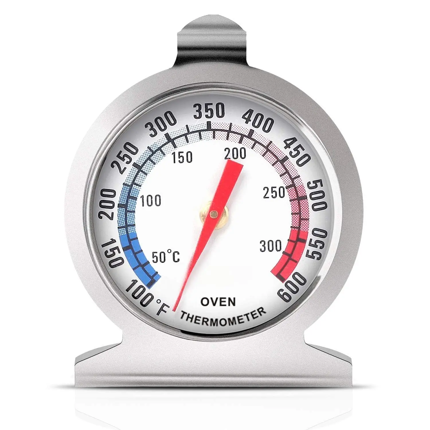 Stainless Steel Oven Thermometer 50-300?C/100-600?F, Analog  Read, -Free Kitchen Cooking Thermometer, Hook & Stand Design  Thermometer for Oven, Grill, , Fryer