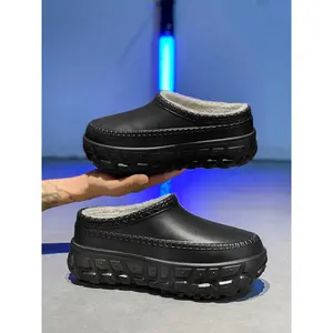 Couples Thick Sole Slipper Shoes, Eva Slippers, Waterproof Anti-Slip Wear-Resistant Bottoms, High-Pile Plush Lining, Comfortable Warm Indoor Outdoor Use