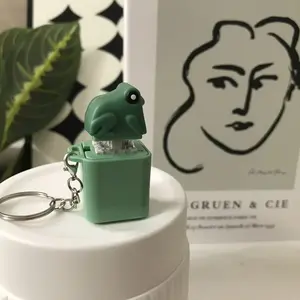 Luminous Stress Relief Button Keychain - Frog Voice Novel Fingertip Stress Relief Release Keychain with Small Luminous Pendant