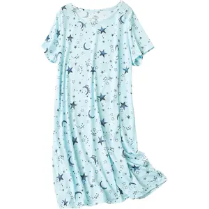 Nightgowns for Women Cotton Night Shirts Short Sleeve Night Gown Dress Casual Pajamas Soft Sleepwear Loungewear Womenswear Homewear Shortsleeve