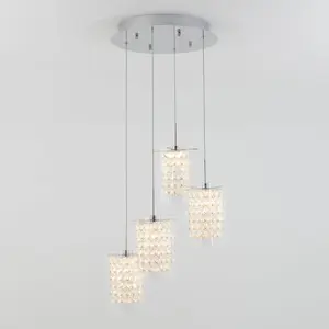 Crystal Cube 4-light LED pendant light