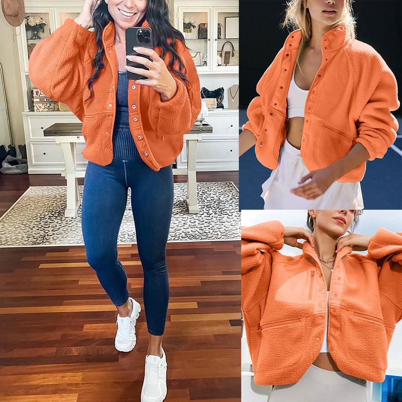 UANEO Women's Short Plush Wool Jacket With Lightweight Lining Casual And Warm Sherpa Jacket With Pockets For Winter TikTokShopBlackFriday