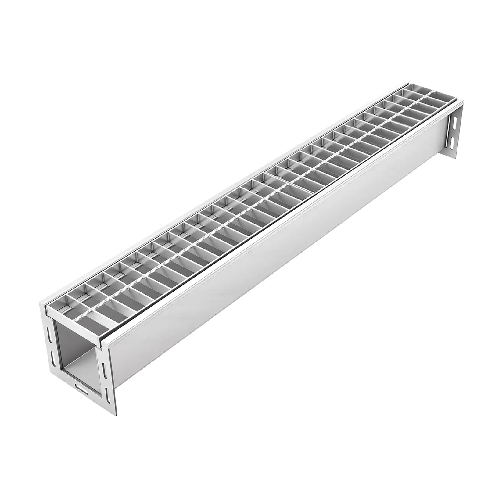VEVOR 304 Stainless Steel Trench Drain, 39.3x5.8x5.5 inches, Galvanized Steel Detachable Top Grate, Deeper Channel, Maximized Opening, 3306 lbs Load Capacity, Water Resistant, Clog-Resistant Fast Flow, Easy Install/Clean, for Driveway, Garage