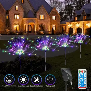 480 LED Solar Firework Lights Outdoor, Multi-color Decorative Waterproof Solar Landscape Stake Lights, 8 Lighting Modes, Auto Off/ On, for Yard Patio Garden Pathway Flower Decoration