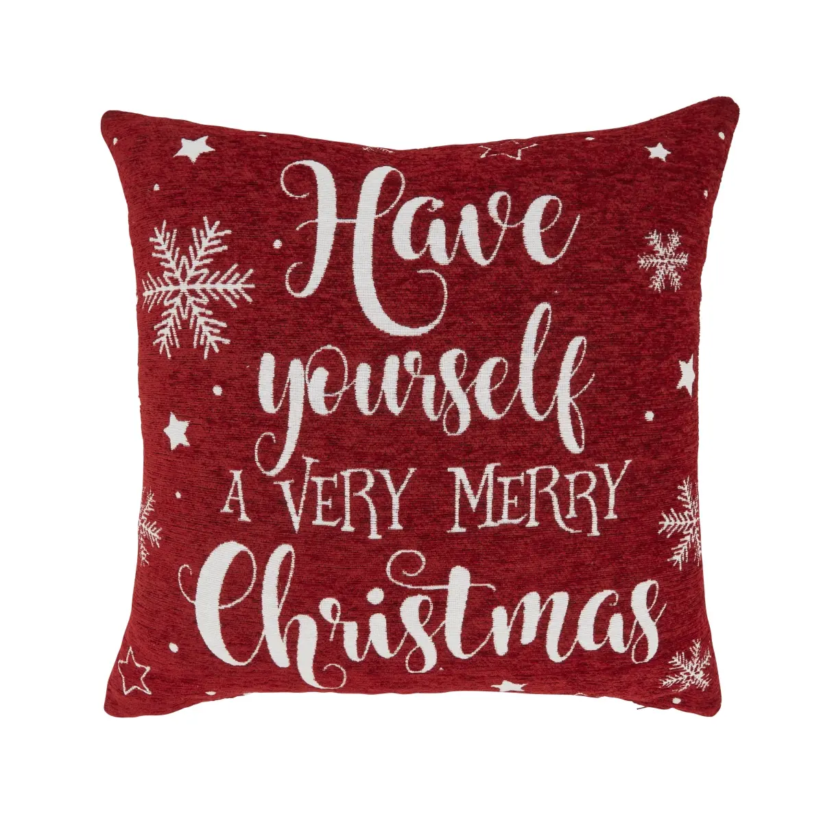 Saro Lifestyle 9233.R18SD Festive Delight Chenille Jacquard Holiday Down Filled Throw Pillow, Red