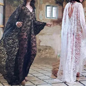 Embroidered Lace Kaftan Dress