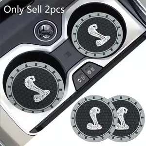 2Pcs PVC Car Coasters Water Cup Slots Non-Slip Mat Water Cup Pad For Ford Shelby GT500 GT350 Bronco Mustang Cobra Focus mk2 mk3 Fiesta Auto Interior Accessories