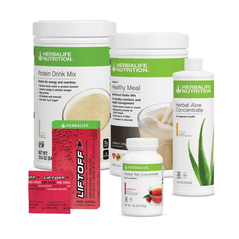 Herbalife Day One Bundle Protein Drink Mix Formula 1 Shake Herbal Aloe Concentrate Liftoff Tablets Herbal Tea Concentrate Daily Nutrition Wellness Starter Kit Meal Shake Beverage Mix Variety Pack Convenient Bundle Travel Friendly Settrate