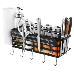 Baking tray accessory rack - magnetic tool organizer with tissue and knife holder, suitable for 17 "-36" grills, space saving barbecue storage solution