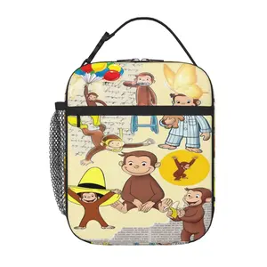 Curious George Machine Washable Insulated Lunch Bag Food Grade Foil Lining Handbag Insulated Curious George Lunch Box Bag and Curious George Lunch Tote Ideal Gift for Meal Prep Office Work School and Daily Use