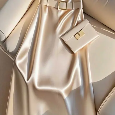 Women's Fashion Comfort Elegant Glossy Skirt (without Belt), Casual Skirt, Fitted Long Plain Design, All Seasons Wear, Stylish and Sophisticated Look