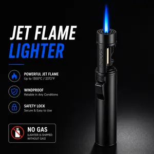 Powerful Jet Flame Torch Lighter, Adjustable Windproof Design (No Butane Included, Please Refill After Delivery)