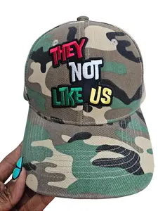 They Not Like Us| Camouflage Unisex Baseball Camp with They Not Like Us Embroidery Red, Withe, Green, and yellow patch