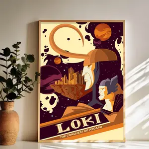 Loki The Cosmic Schemer in 'The Conquest of Asgard' Wall Art Vintage Black and White Art Posters Funky Aesthetic Canvas Prints Retro Bar Cart Decor for Bar Bedroom