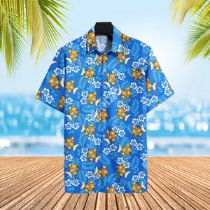 Pokemon Golden Magikarp Blue Aloha Style For Summer Vacations Hawaiian Shirt Short Sleeve HAWAIIAN Shirt Print Summer Vacation Cool Short Sleeve Aloha, Hawaiian Shirt for men