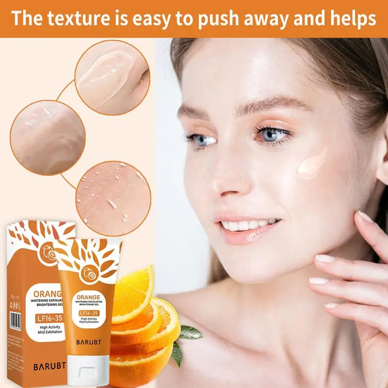 Orange Scented Exfoliator Clear Gel Gentle exfoliation with nourishing, moisturizing, deep cleansing benefits. Cleanses, exfoliates, and reveals radi