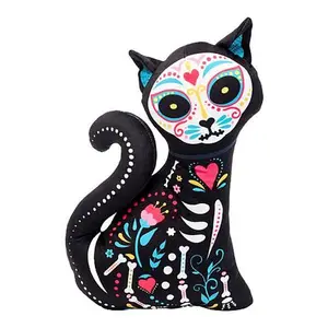Warm & Cozy Day of the Dead Cat Decorative Pillow