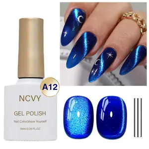 NCVY  Ocean Blue Cat Eye Magnetic Gel Nail Polish, Nail Art, Manicure, 10ml/0.35oz with magnetic tool, long-lasting formula with LED curing, salon quality, perfect for DIY at home, ideal gift for events and spring/summer.