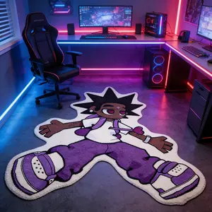 American Street Style Explosion Head Design Carpet, Cool Cartoon Character Bedroom Rug, Irregular Home Decor Living Room Mat