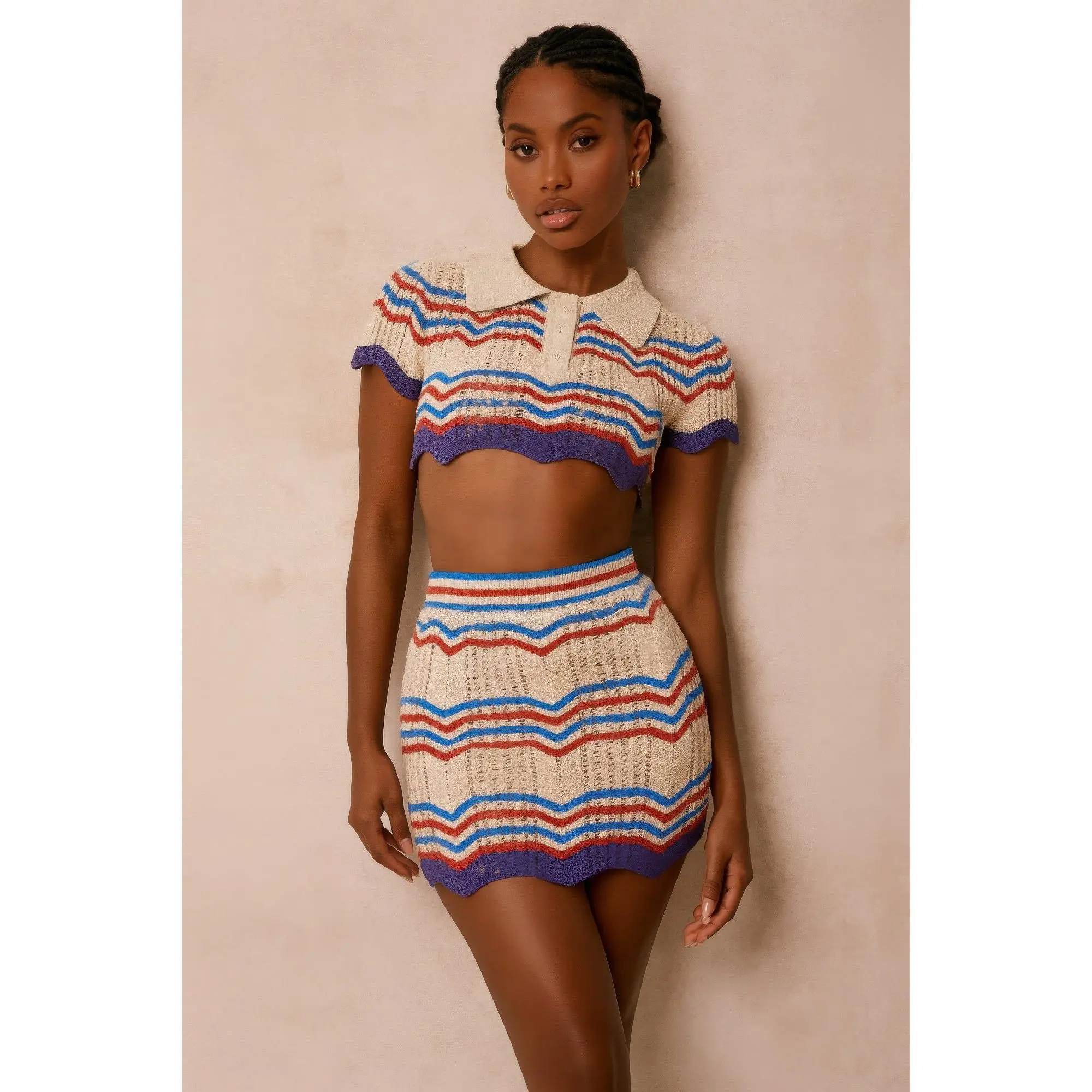 Zig Zag Crochet Two Piece Set