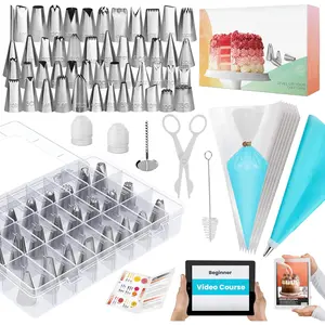 74 count Icing Piping Bags and Tips Set, Cake Decorating Kit with 48-Numbered Piping Tips, 20+1 Pastry Bags for Cookie Cupcake Cake Decoration, Cake Decorating Tips Set with Booklet and E-book
