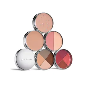 Jerome Alexander – 6-Piece Stackable Makeup Set | All-in-One Travel Beauty Kit: Creamy Foundation, Blush, Highlight, Eye & Lip Colors, Brushes | Hydrating & Buildable for a Clean, Natural Glow