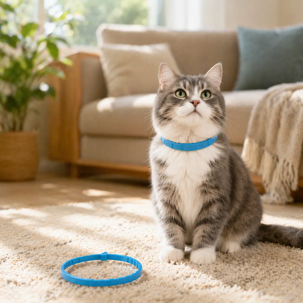 Adjustable Flexible Trimmable Lightweight Cat Collar - Easy to Trim, Flea & Tick Protection for Indoor & Outdoor Use