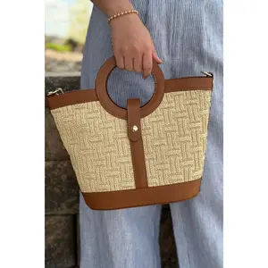 .Ada Raffia/Leather Tote