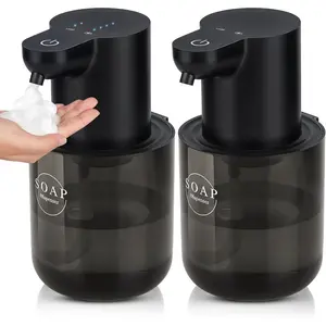 2 Pack Automatic Soap Dispenser Touchless Automatic Foaming Soap Dispenser Electric Wall Mounted Dispenser 13.5oz 400ML USB Rechargeable with 4Level Adjustment for Bathroom Kitchen Office